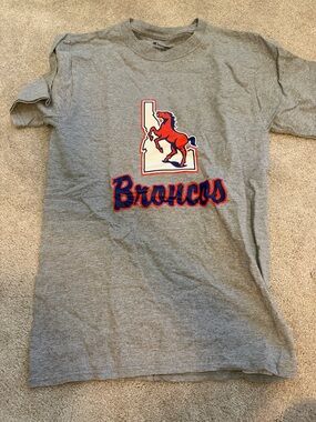 Broncos Grey Tee with Red & Blue Logo